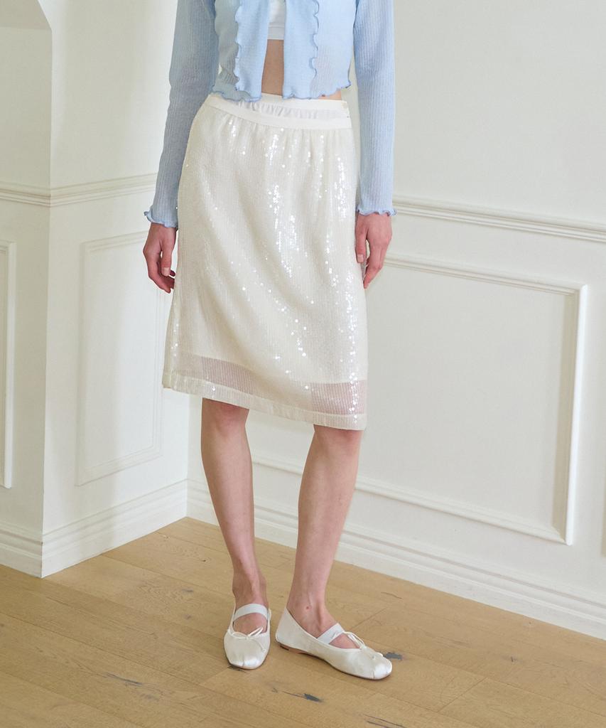 Salon De Yon Spangled Layered Skirt Set_ Ivory