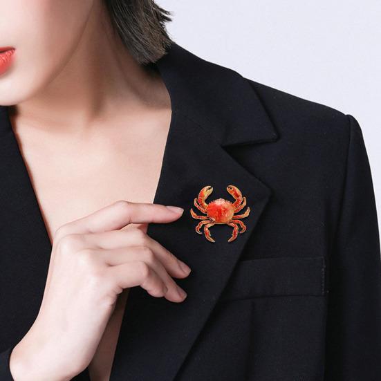 Süße Krabben Brosche für Damen Herren Vintage Krabbe Emaille Anstecknadel Meeres Tier Brosche für Jacken Hüte Schals Taschen