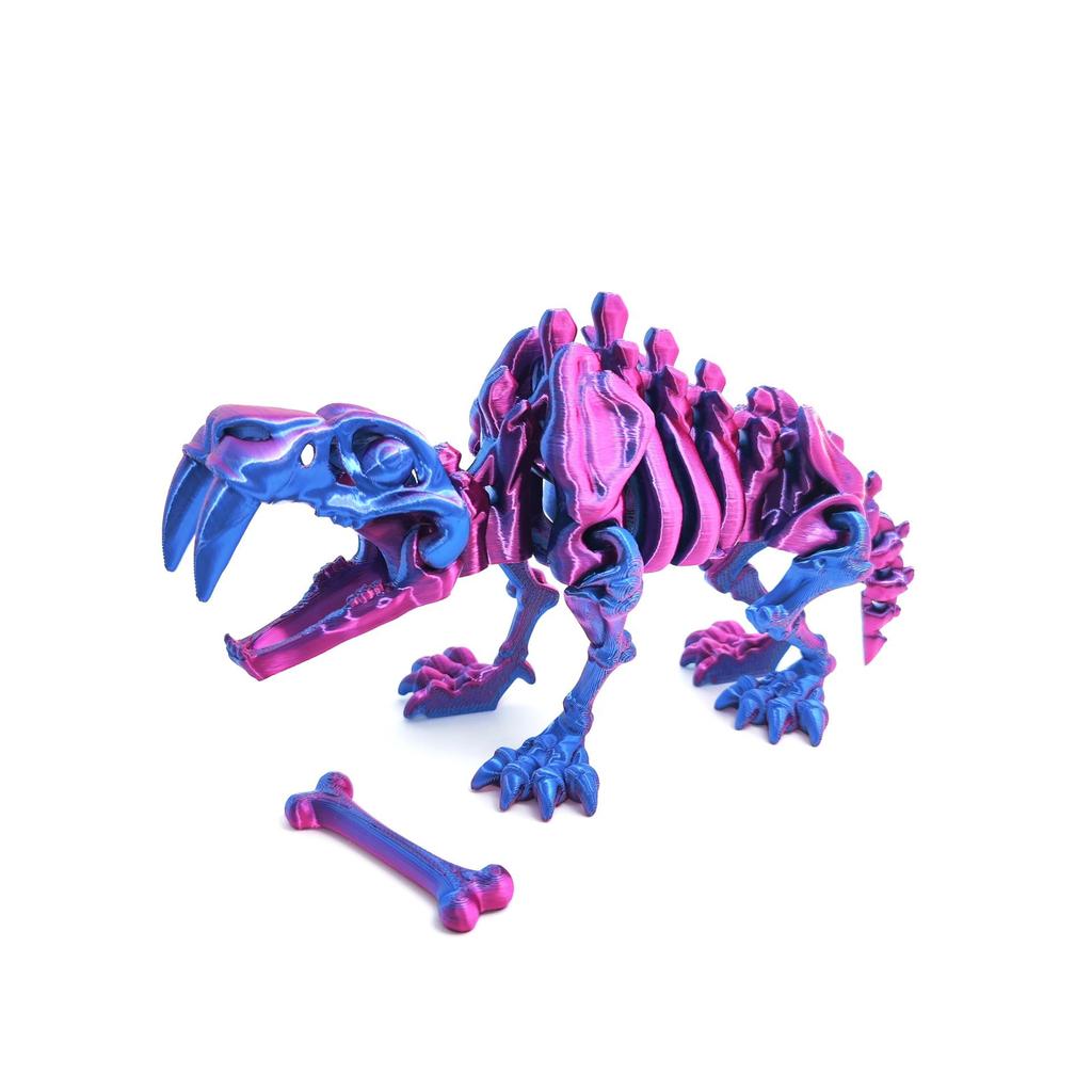 3D Printed Saber-Toothed Tiger Skeleton Jointed Toy Decoration - Decompression Handicraft Gift