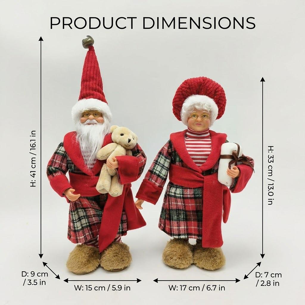 Muñeco de Papá Noel de pie de 12" | Decoración y Regalo de Navidad