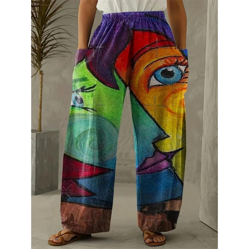 Women's Fall And Winter Pants Exquisite Three-dimensional Abstract Human Face Printing Pants Casual Versatile Street Pants