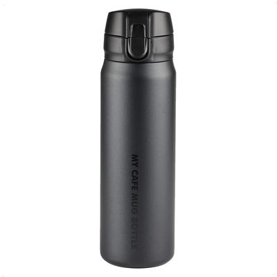 Perlenmetall-Wasserflasche, Becherflasche, One Touch, 500 ml, Kälteisolierung, schlanke Ausführung, mattschwarz, My Cafe Mug HB-4785