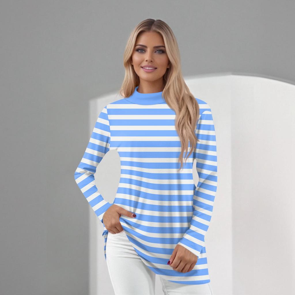 Women's Daily Casual Long Sleeve Mid Collar Top
