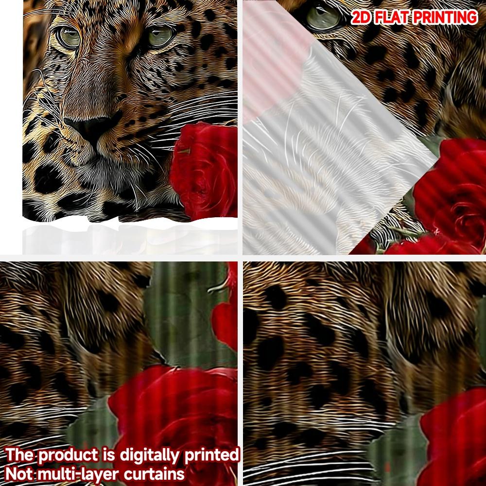 Flat Printing Happy Valentine Day Party Curtains Red Rose Cheetah Digital Printed Polyester Drapes Festive Set Of 2 Made
