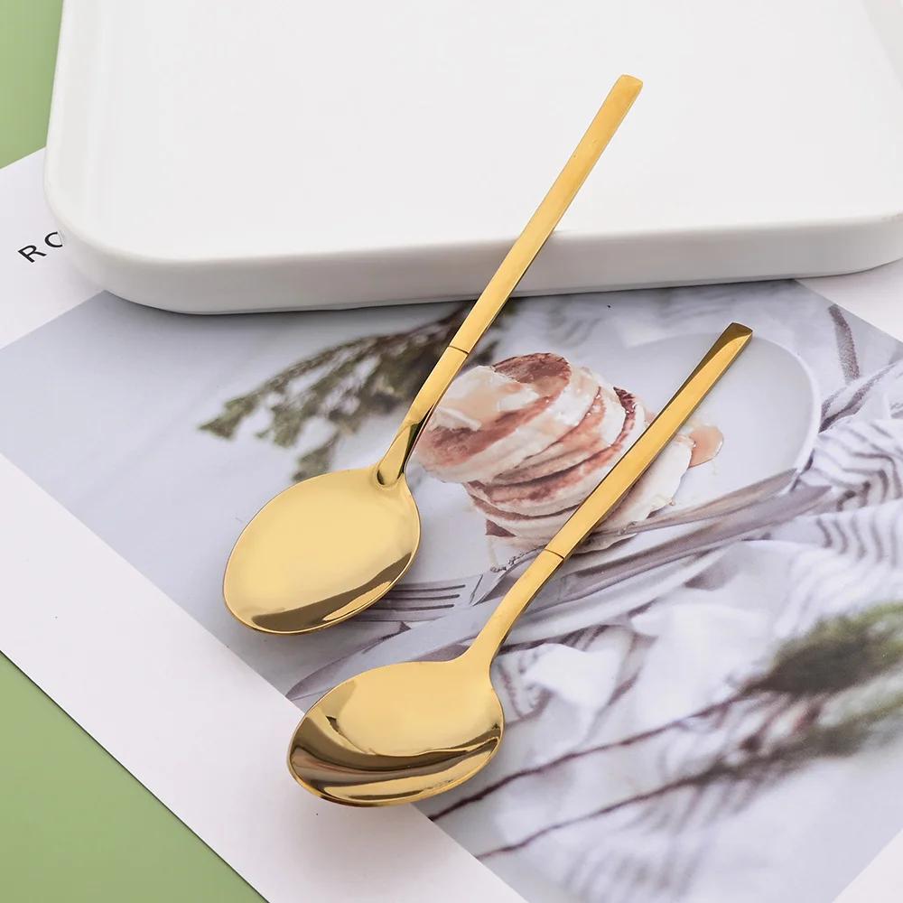 24Pcs Western Gold Dinnerware Set Knife Fork Coffee Spoon Cutlery Set Stainless Steel Flatware Kitchen Silverware Tableware