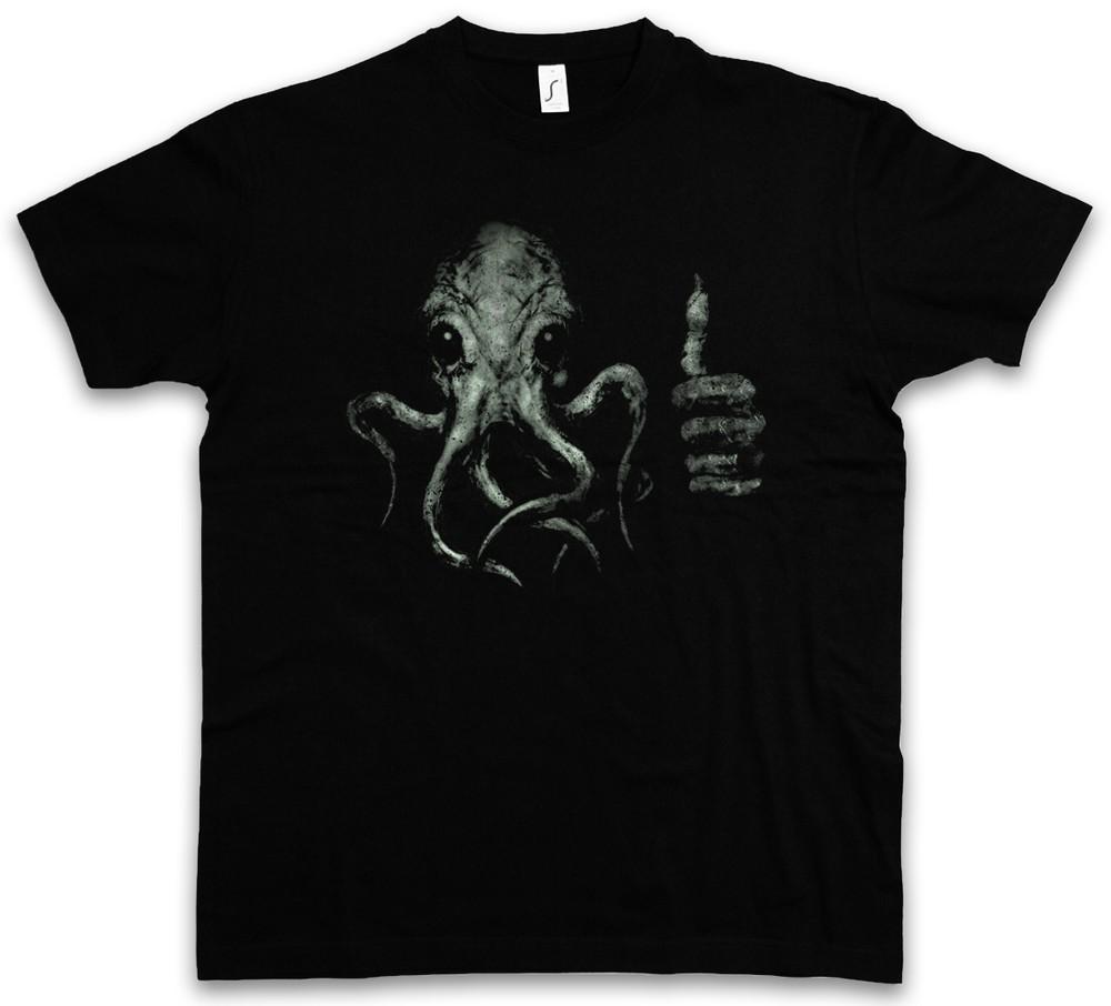 CTHULHU THUMB UP T-SHIRT Wars Horror Arkham H. P. Miskatonic Lovecraft Dunwich