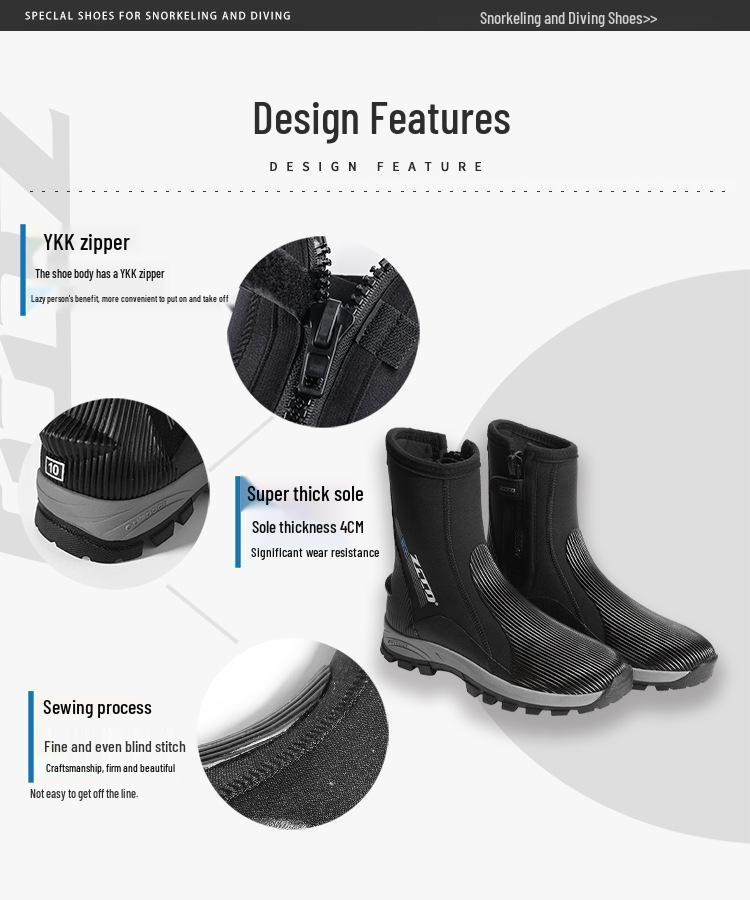 ZCCO 5mm Thickened Non-slip High-top Diving Boots for Snorkeling, Beach, and Fishing