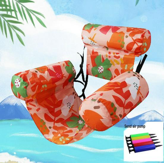 Three-Tube Maple Leaf Inflatable Pool Float with Hammock Seat and Foldable Backrest.