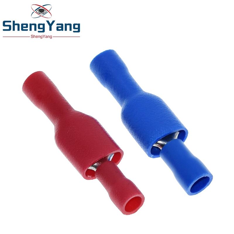 TZT 50pairs 6.3mm 16-14AWG Female Male Connector Insulated Crimp Blue Red Terminal-block FDFD2-250 MDD2-250 Electronic Component