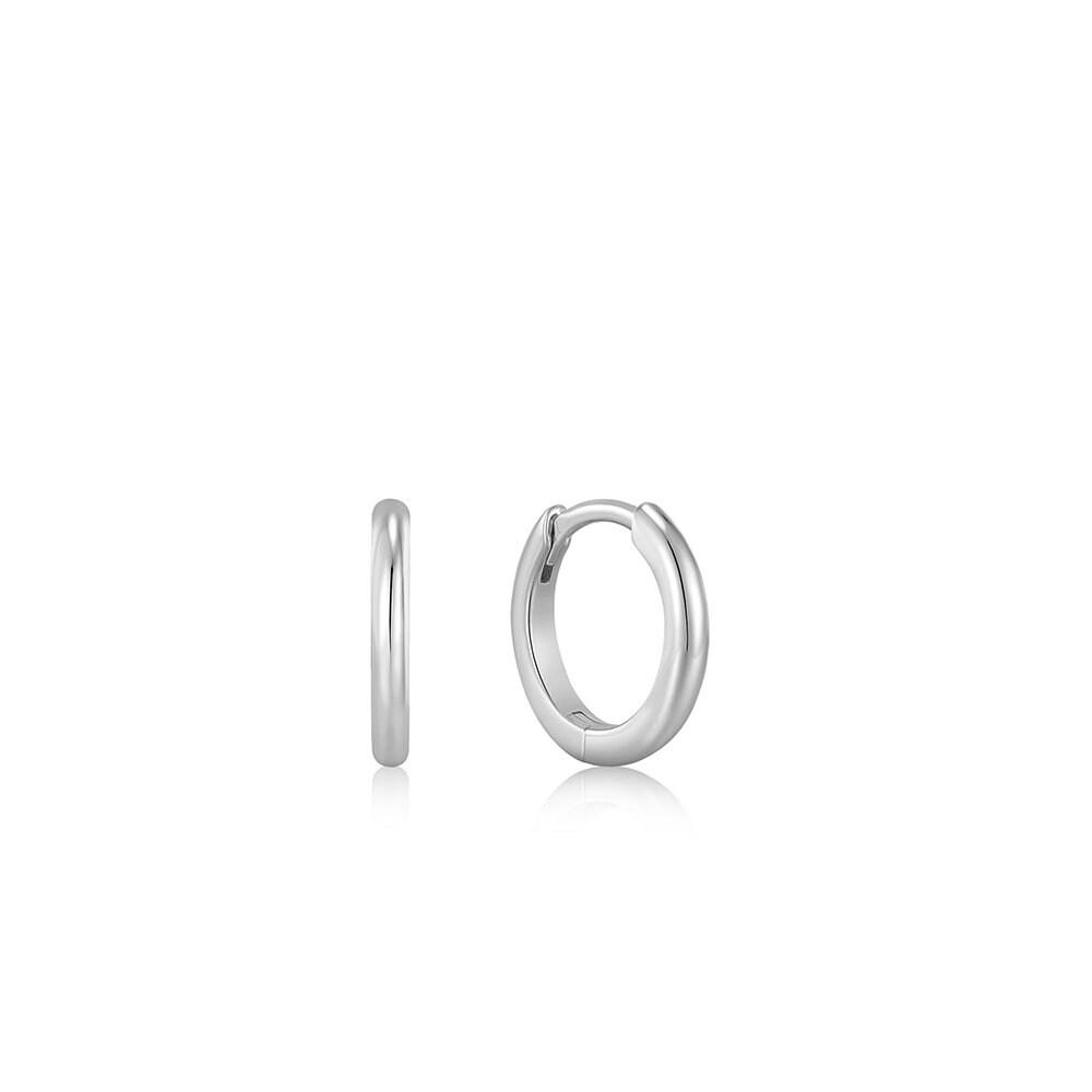 Smooth Huggie Mini Hoop One-Touch Ring 925 Silver Earrings E035-14H