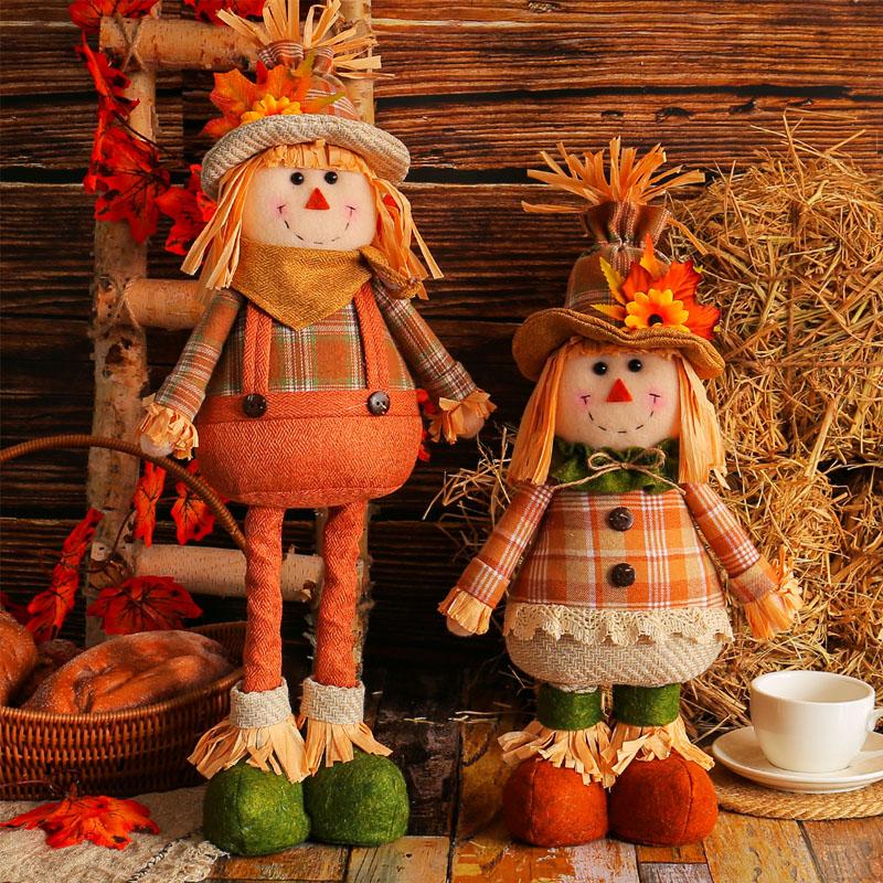 Rustic Autumn Harvest Scarecrow Decor, Plaid & Sunflower Accents for Thanksgiving, Halloween, Farmhouse Wall Decor, Party Props