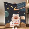 Character IP Dinotaeng Throw Soft Coral Fleece Blanket 310gsm Fluffy Warm Throw for Sofa Bed Couch Bedroom Decor