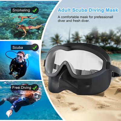 Schnorchelmaske Schwimmbrille Tauchmaske Schnorchelausrüstung Vollgesichts-Tauchbrille mit großem Rahmen