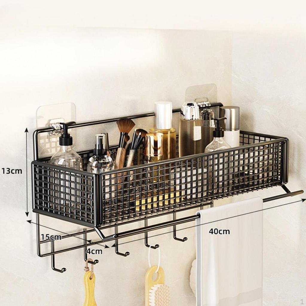 Bathroom Organizer Shelf Towel Holder with Rack Storage Wall Mounted