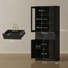 Mobile da Cucina, Credenza, Frontale in Acrilico, Cassetti, 76 x 40 x 182,5 cm, Nero