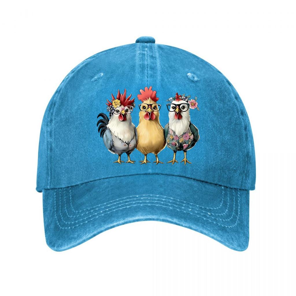 Vintage Cap With Cartoon Chickens New Vintage Washed Cotton Baseball Cap Parent Kids Sun Hats