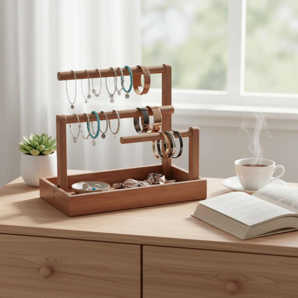 Retro Style Jewelry Stand Solid Wood Jewellery Organizer Jewelry Display Stand Closet Organization
