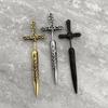 Steel Fun Jewelry Punk Sword Gothic Kinitial Piercing Earrings for Women&Men Goth Pattern Ear Jacket Dagger Stud Earring Jewelry