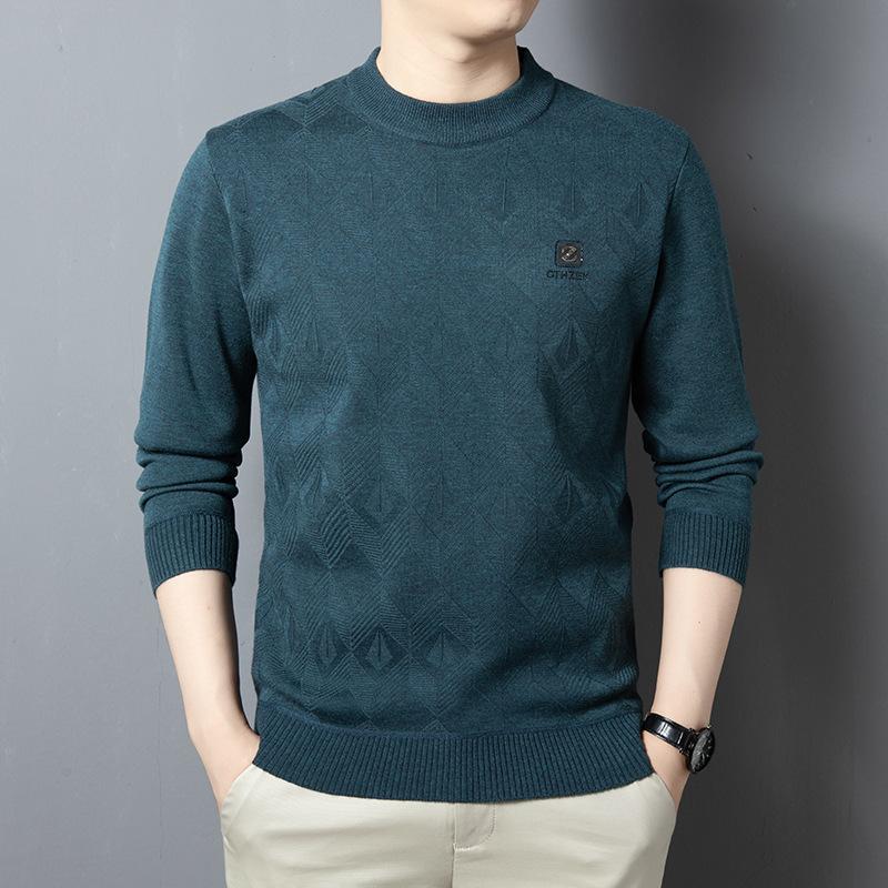 

Осенне-зимний свитер, мужской облегающий вязаный низ с длинными рукавами, повседневный вязаный свитер с внутренней стороны, мужская одежда 4XL зелёный