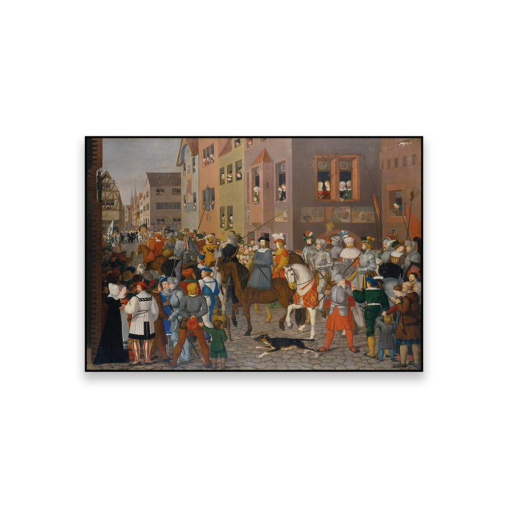 Vintage Oil Painting Prints Entry of King Rudolf of Habsburg Into Basel Poster Franz Pforr Canvas Painting Home Room Wall Decor