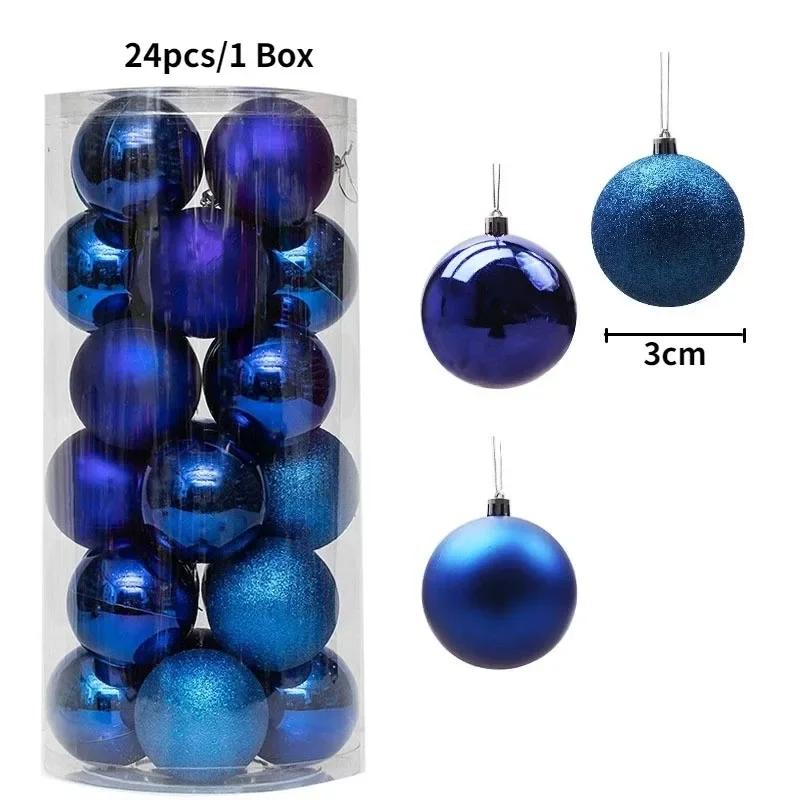 24Pcs 3CM Christmas Balls Decorations Christmas Tree Ornaments Ball Hanging Pendants Home Party Decor New Year Navidad Decor