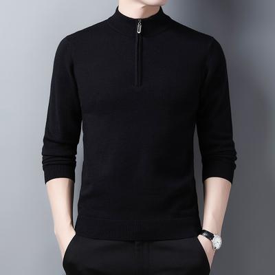 Half-zip Men's Sweater Solid Color Middle-aged Knitted Bottoming Sweater Pullover Slim Fit Solid Color Half-zip Sweater