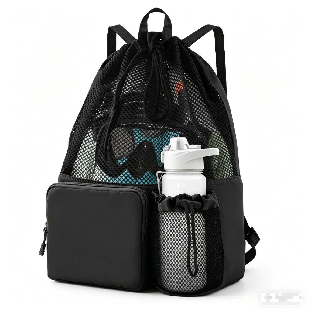 Lightweight Portable Mesh Drawstring Bag: Durable, Large-Capacity for Sports, Travel, and Fitness.