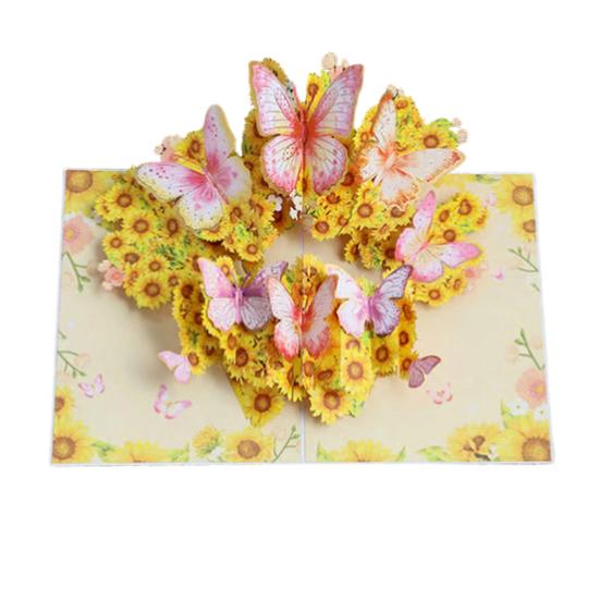 Foldable 3D Greeting Card with Envelope Handmade Decorative Birthday Gift Card Fly-out Holiday Blessings Card