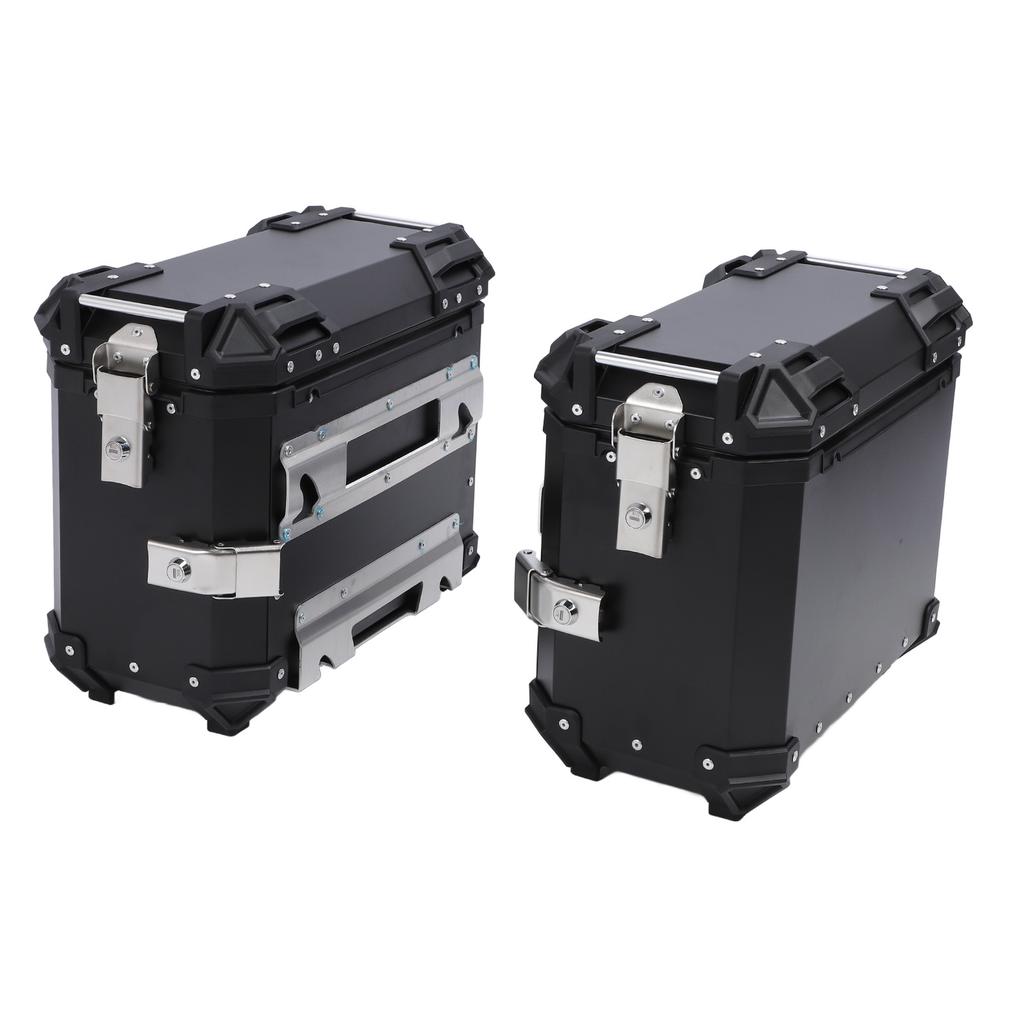 2PCS Motorcycle Side Box 35L Large Capacity Aluminum Alloy Hard Saddlebag with   Lock and Handle Replacement for  