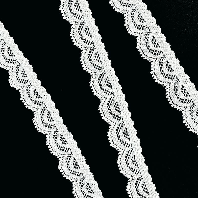 WH7007 White Elastic Scalloped Lace Trim - Premium Wavy Elastic Lace for Lingerie Bands & Cuffs  Elastic  Lace белый