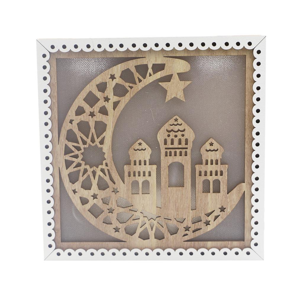 

Деревянные украшения Рамадан Ид Мубарак для домашней луны Светодиодные свечи жёлтый