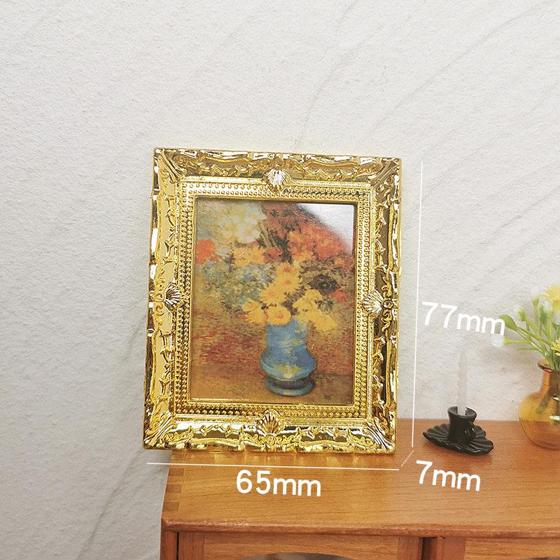 1:12 Scale Dollhouse Miniature Oil Painting Vintage Character Landscape Picture Mini Photo Frame Dollhouse Wall Mural Ornaments