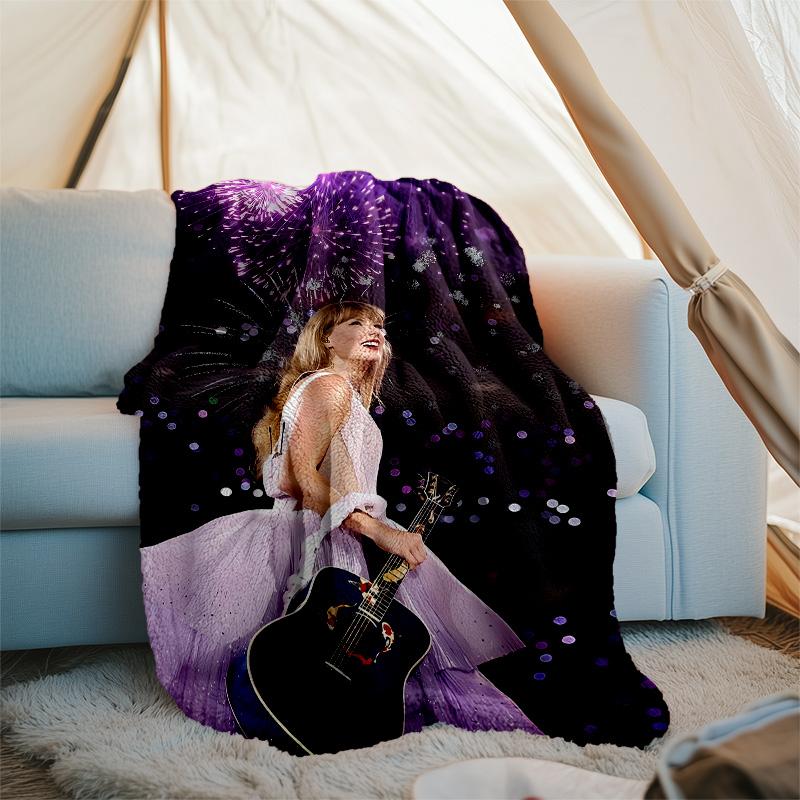1 Stück Taylor Swift2 Thema Decke - Digitaldruck, Polyester, Gemütlich für alle Jahreszeiten, Perfekt für Draußen, Camping und Reisen