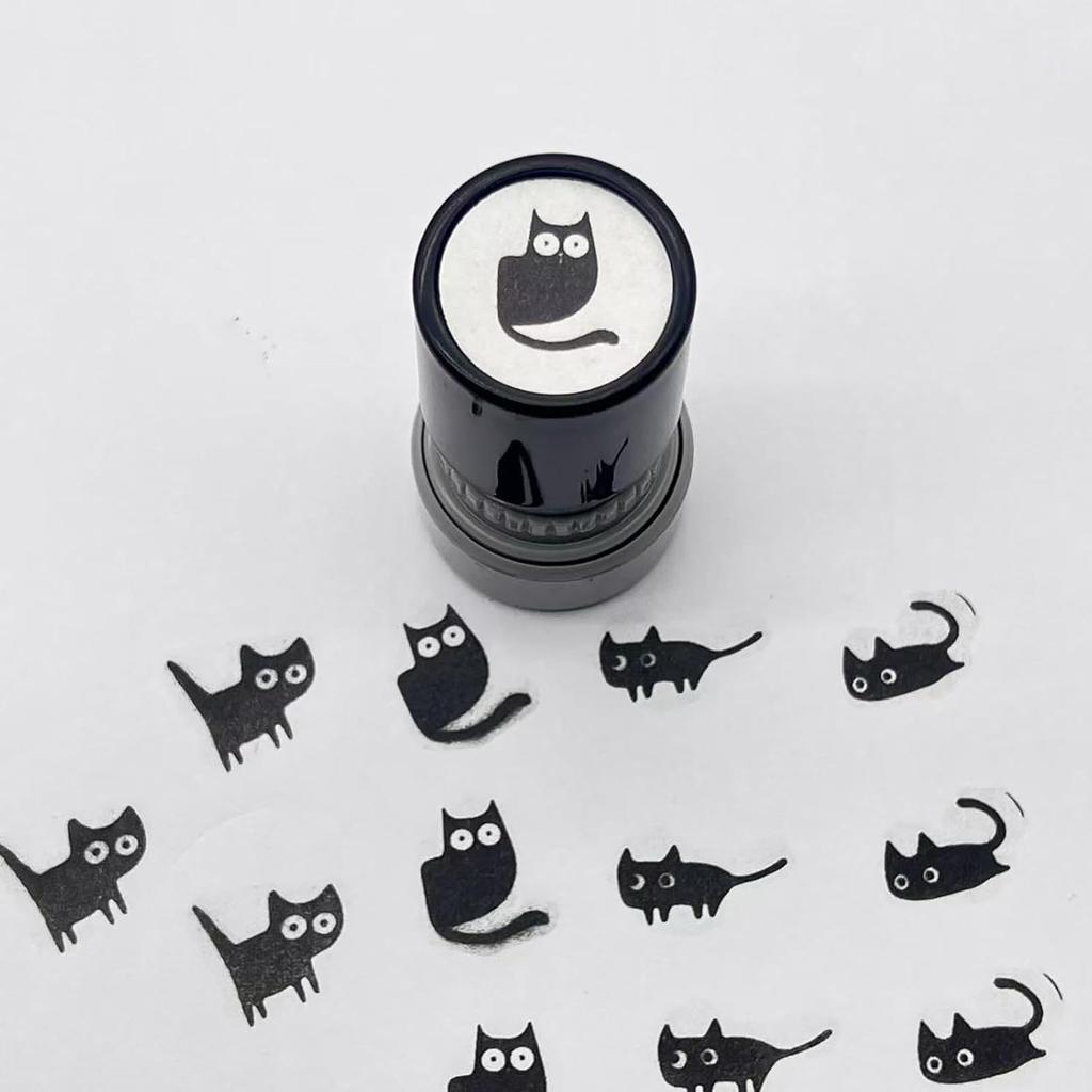 Bview Art 4pcs Cartoon Stamps Lovely Small Black Cat Stamp DIY Scrapbooking Decoration Diary Collage Stationery