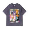 275 GSM Washed T-shirts 100% Cotton Digimon V6 Waifus Print Unisex Heavy Cotton T Shirt