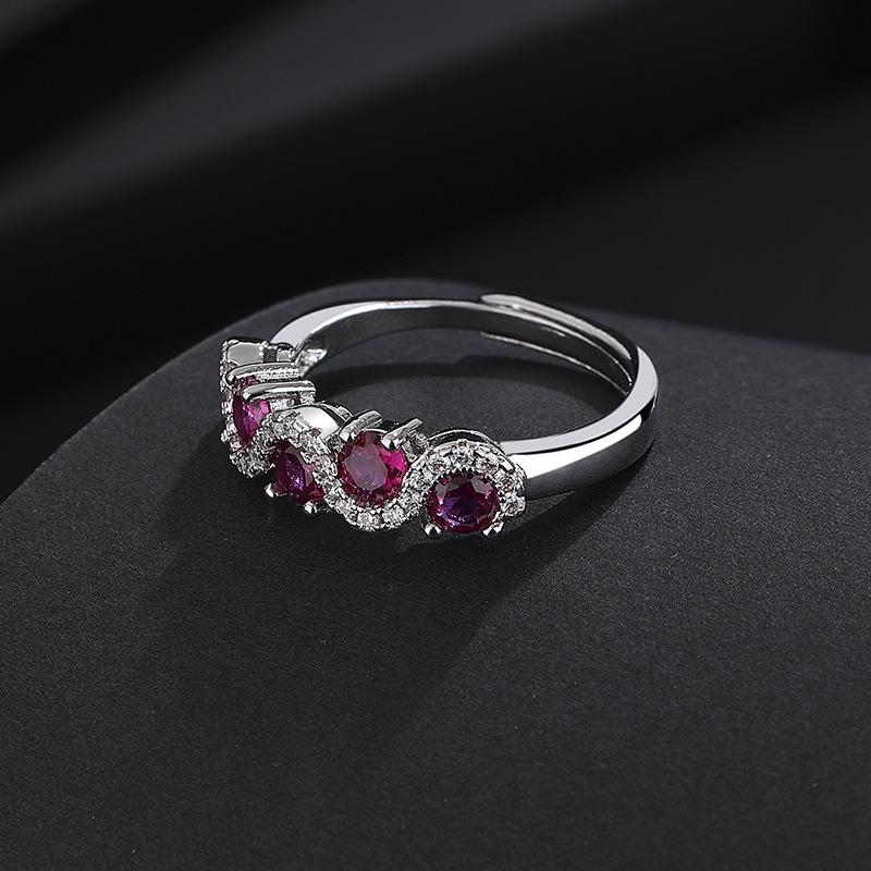 Women's Color Gem Wave Ring - High-Quality Light Luxury Fashion with Twisted Wire Design