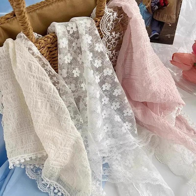 Fashion Summer Sweet Flower Lace Headscarf for Women Korean INS Triangle Scarf Hairband Cute Pastoral Style Hair Accessories