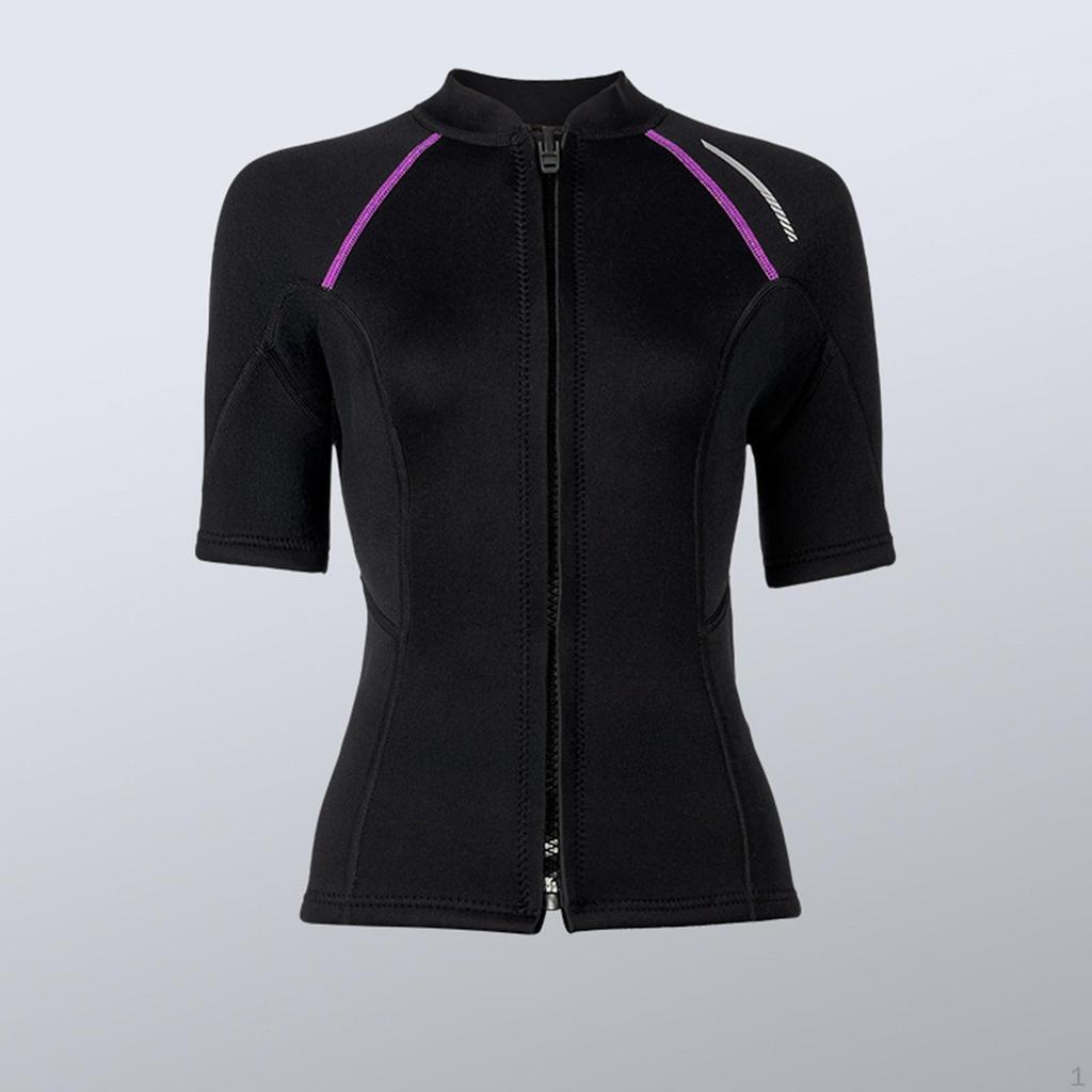 Woman Wetsuit Top Front Zipper Jacket Swimsuit for Canoeing Surfing Kayaking