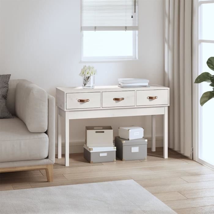 VidaXL Table console Blanc 114x40x75 cm Bois massif de pin 821755