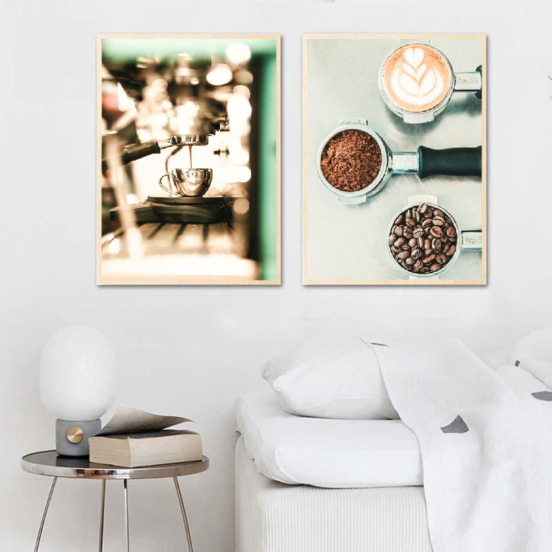 Cappuccino Coffee Machine Photo Espresso Posters and Prints Canvas Painting Cafe Shop Kitchen Decor Wall Art Pictures Gifts