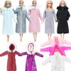 Winter Long Puff Coat with Zipper Fur for 30cm Doll Hoodies 1/6 12 Inch Dolls Clothes Girl Toy Gift Accessories
