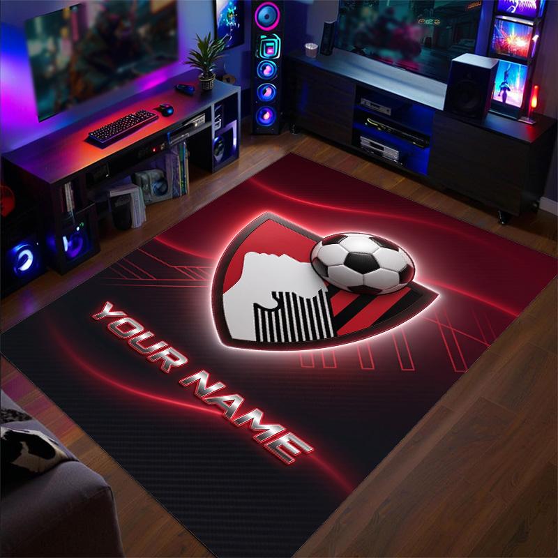 Crystal Velvet Rug Bournemouth Football Print Custom Name Text Floor Mat Home Decor