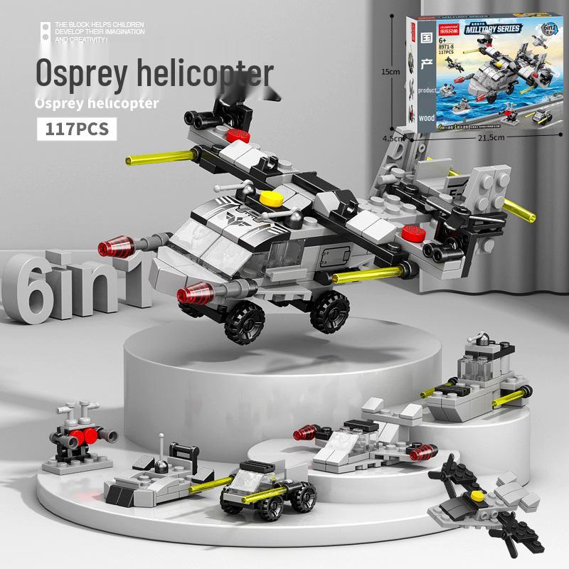 6-in-1 Kids' Building Block Set: Train, Robot, Tank, Police - Compatible Blocks for Boys & Girls