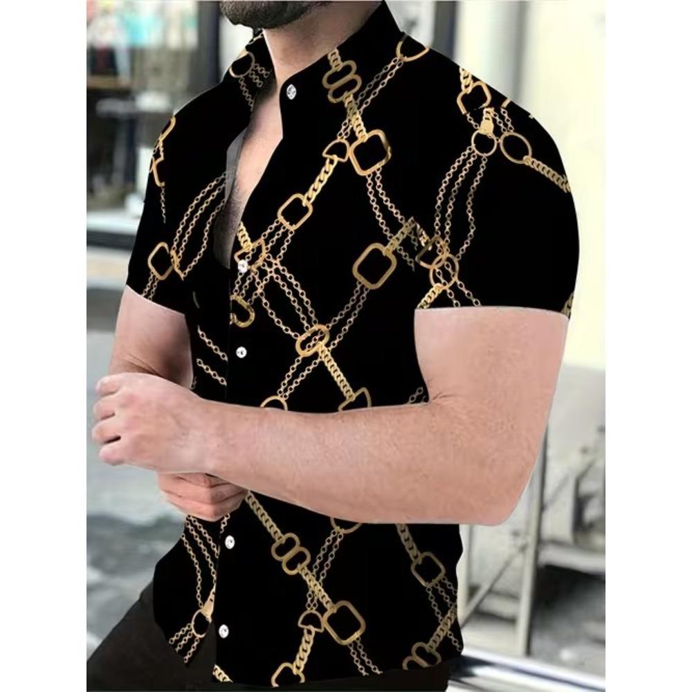

Men s Geometry Pattern 3D Print Shirt Button Up Shirt Casual Shirt Summer Shirt Short Sleeve Daily Vacation Clothing XS чёрный