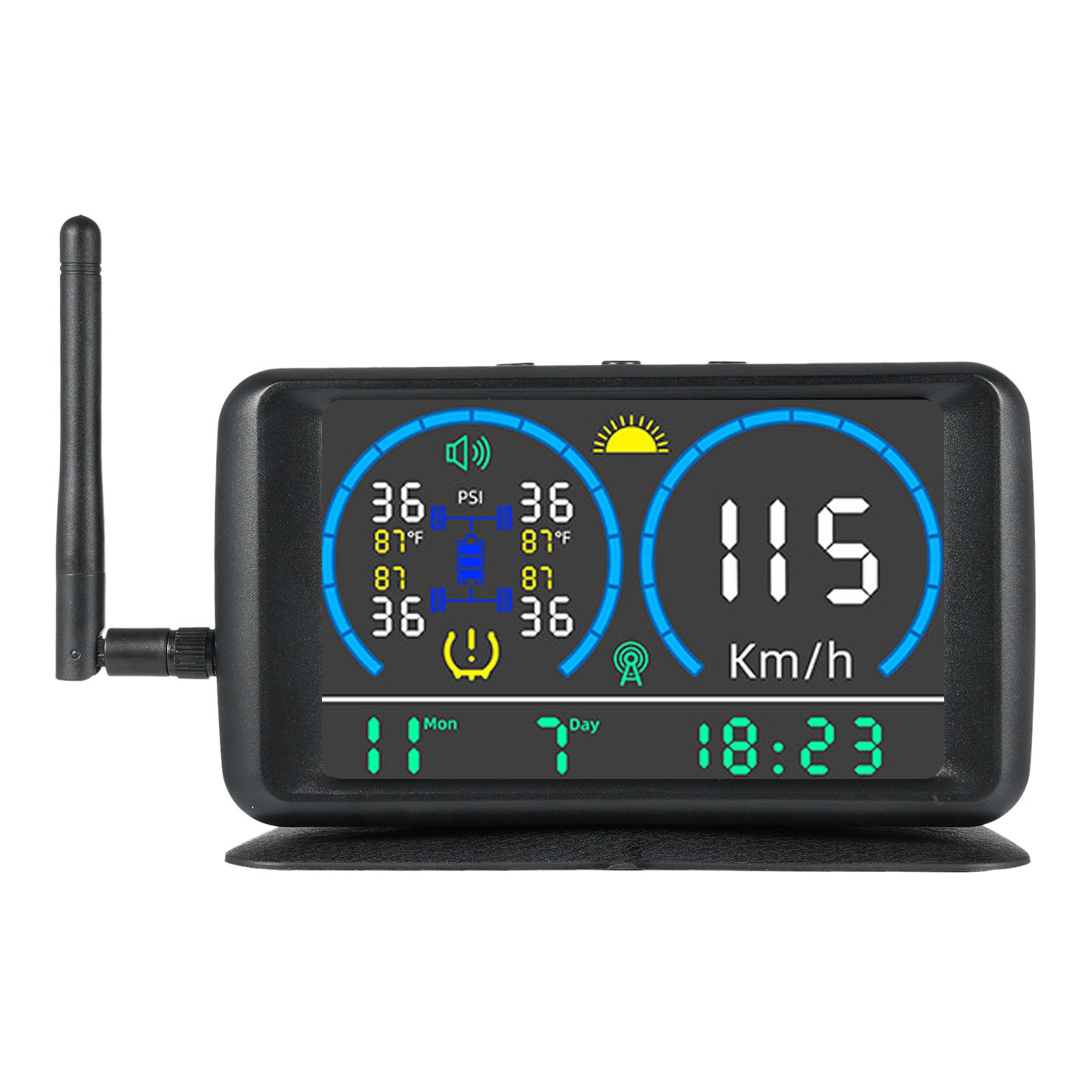 Système de surveillance de la pression des pneus Charge solaire et charge USB 5   TPMS solaire pour camping-car avec 4 capteurs et 4 modes d'alarme avec couleur black