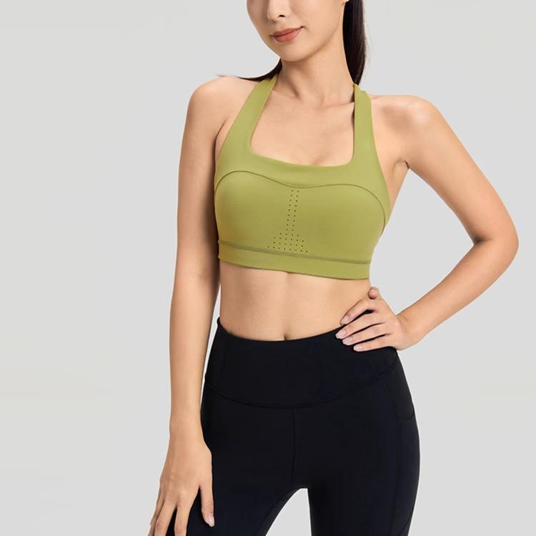 Saucony Solid U-Shaped Sports Bra Women Underwear Avocado-Green SC1230001DY-GE68