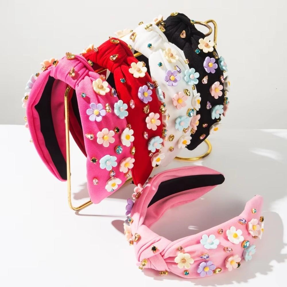 Gifts Baroque Diamond Flower Headband Wide Floral Accessories Sweet Headbands Candy-colored Women's Hair Accessories