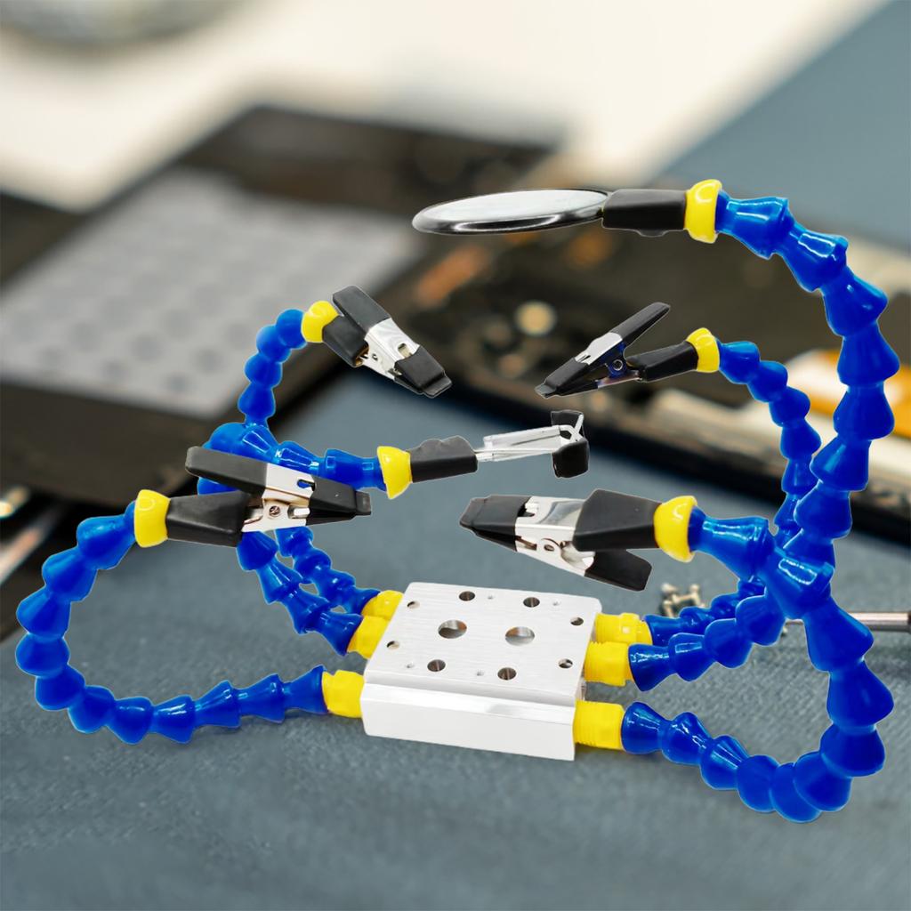 Octopus Welding Clamp with 5X Magnifier & Base PCB Soldering Holder Multi-Function Workbench Tool for Soldering/Repairing