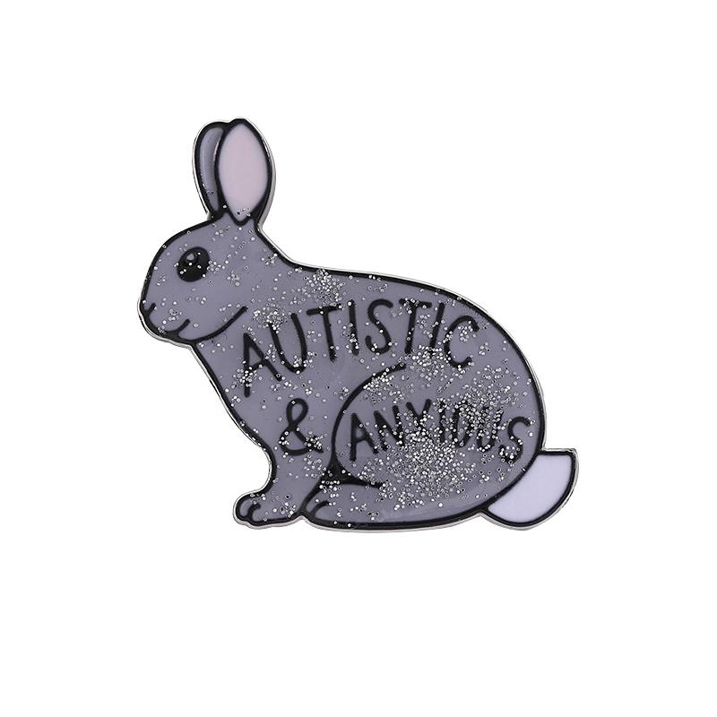 

Autistic Anxious Rabbit Enamel Pin Invisible Illness Mental Health Cute Animal Brooch Lapel Badge Jewelry Gifts For Friends