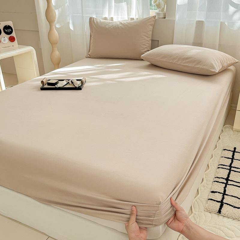 Autumn/Winter Thick Solid Color Cotton Flannel Fitted Sheet & Dust Cover